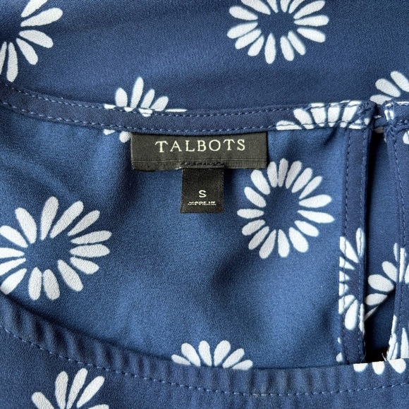 Talbots Navy and White Floral Blouse - Picture 3 of 7